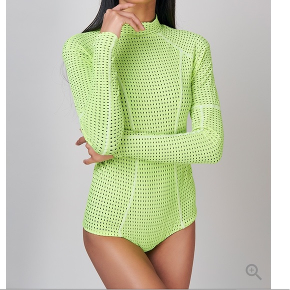 ACACIA Ehukai Mesh Body Suit Neon Cactus - Picture 2 of 8